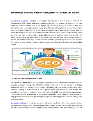 seo services in lahore medium to long term