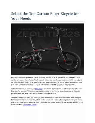 select the top carbon fiber bicycle for your needs