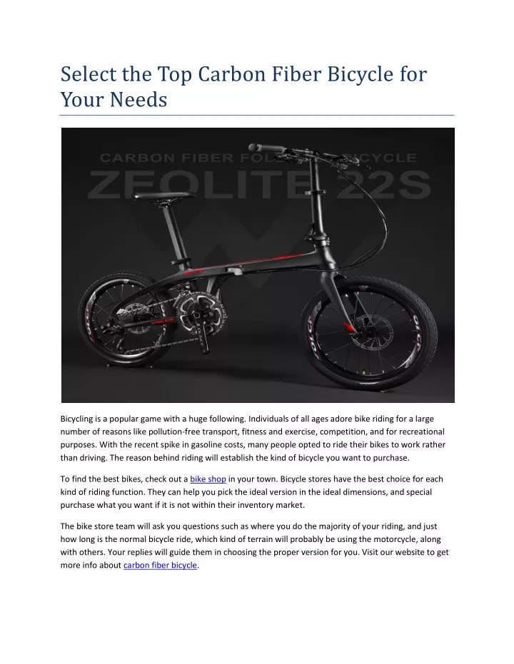 select the top carbon fiber bicycle for your needs