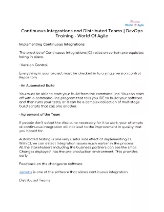 continuous integrations and distributed teams