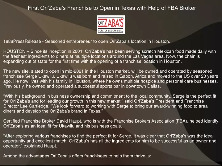 first ori zaba s franchise to open in texas with
