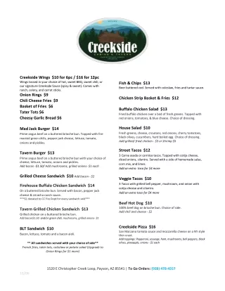 All Day Everyday Menu - Creekside
