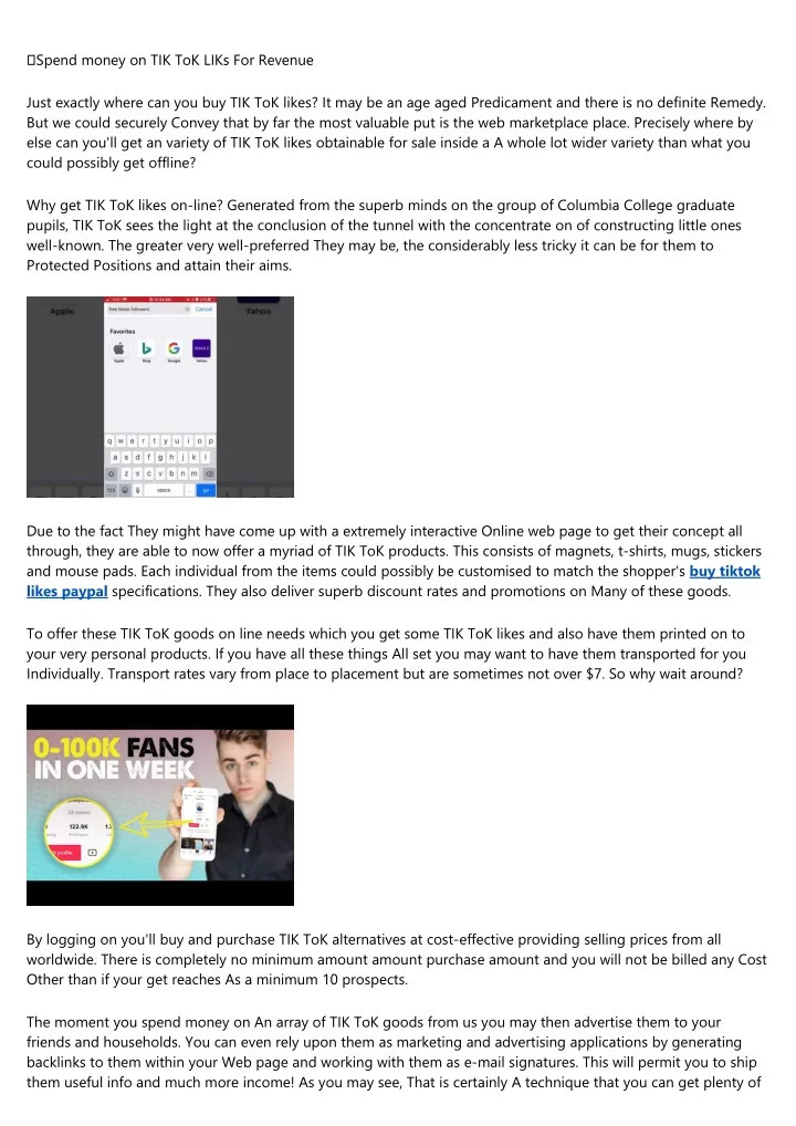 spend money on tik tok liks for revenue