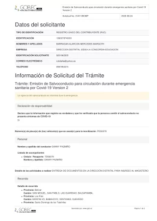emisi n de salvoconducto para circulaci n durante