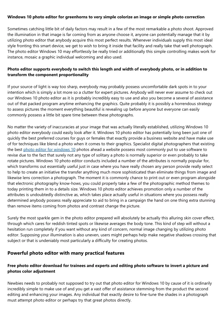 windows 10 photo editor for greenhorns to very