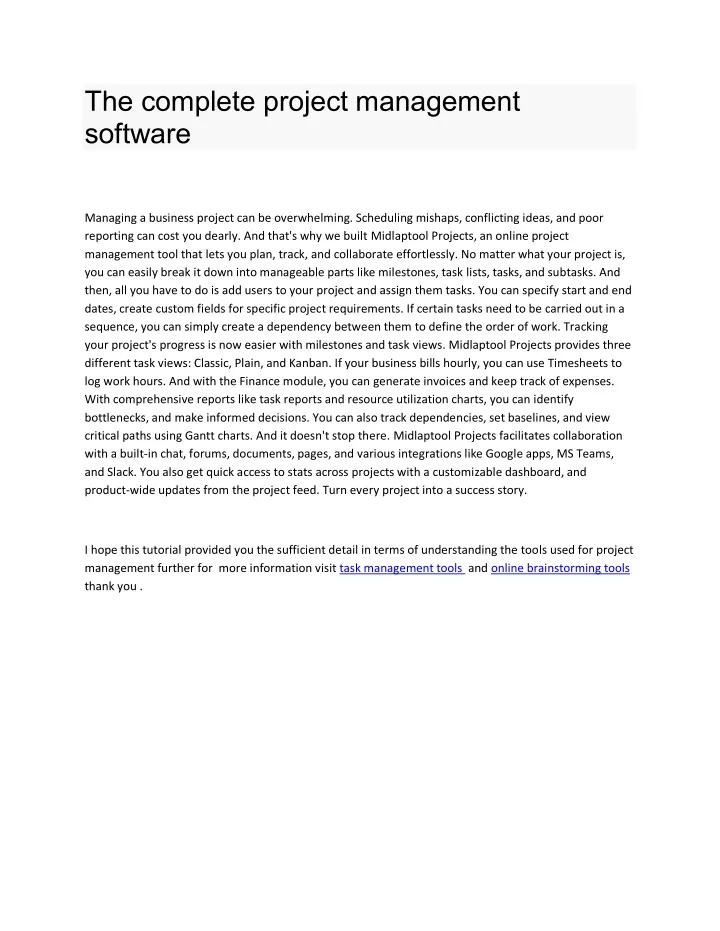 the complete project management software