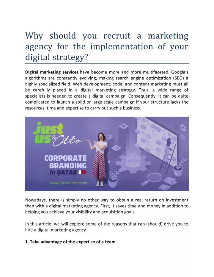 why should you recruit a marketing agency