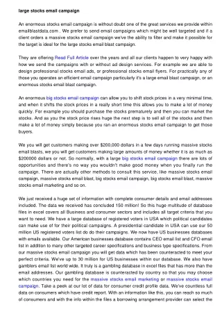 large stocks email campaign an enormous stocks