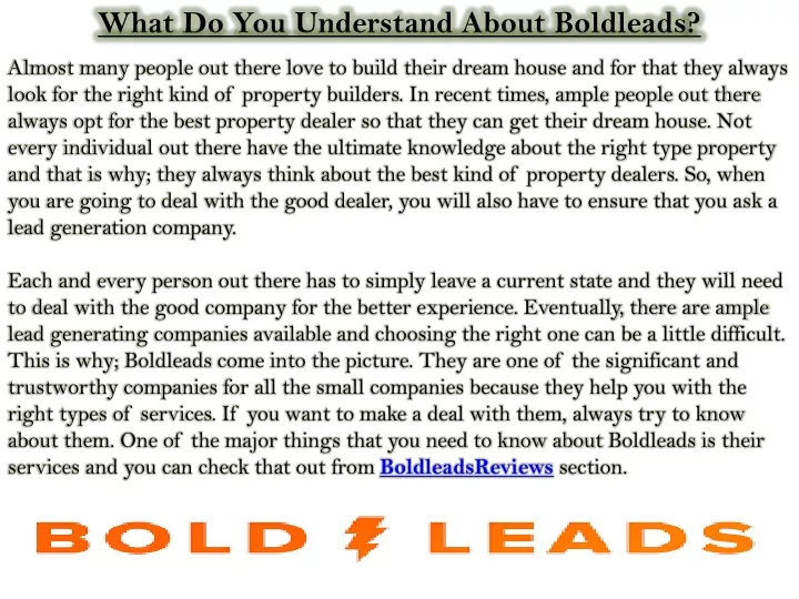 what do you understand about boldleads