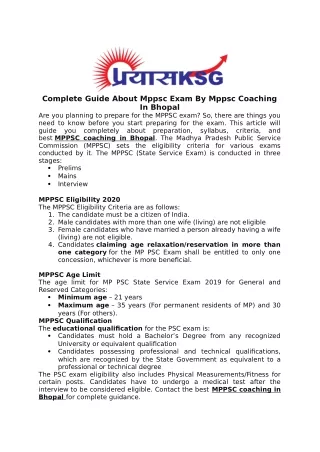 complete guide about mppsc exam by mppsc coaching