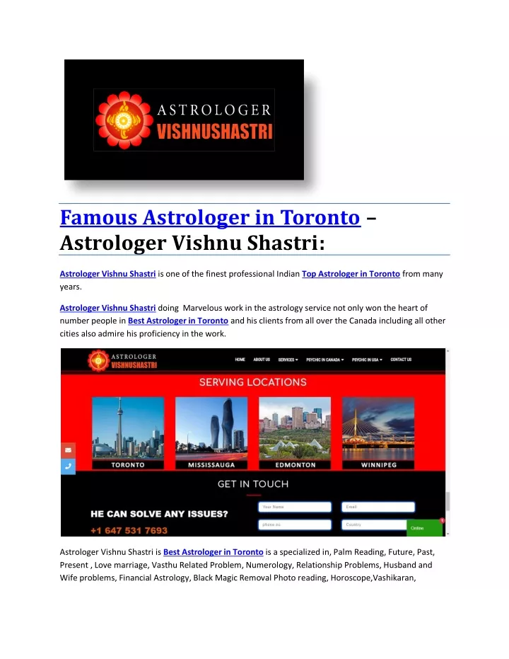 famous astrologer in toronto astrologer vishnu
