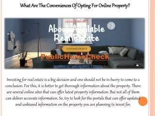 What Are The Conveniences Of Opting For Online Property?