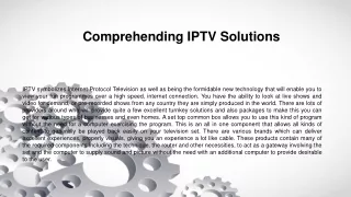 Comprehending IPTV Solutions