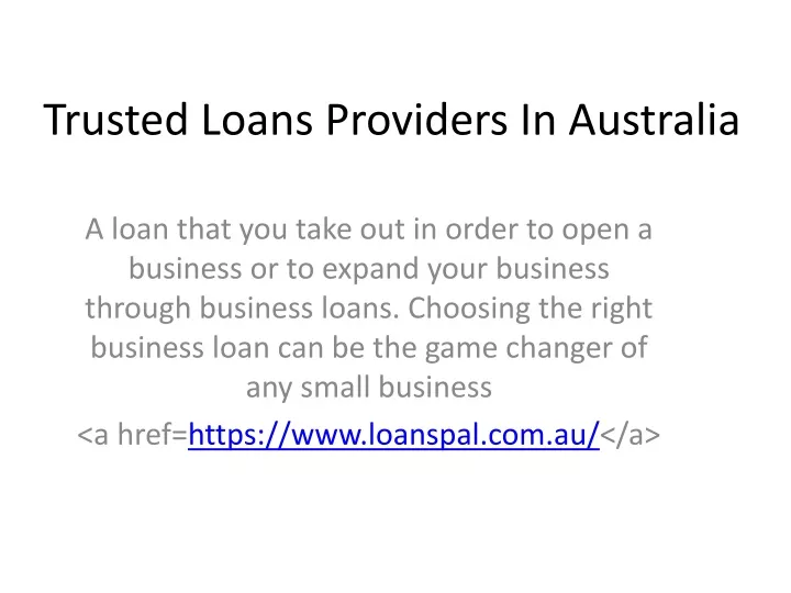 trusted loans providers in australia