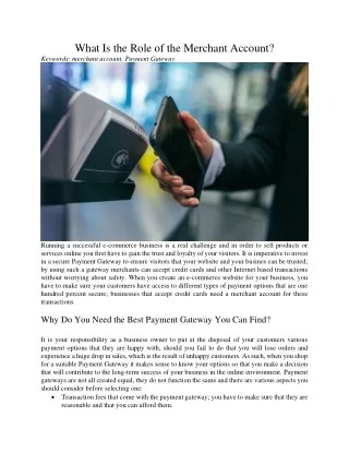 what is the role of the merchant account keywords