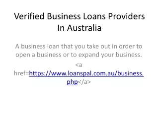 Verified Business Loans Providers In Australia