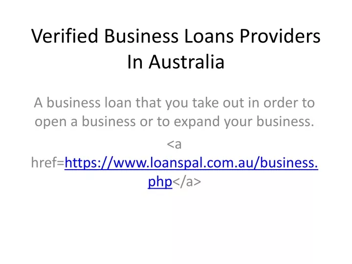 verified business loans providers in australia
