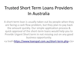 Trusted Short Term Loans Providers In Australia