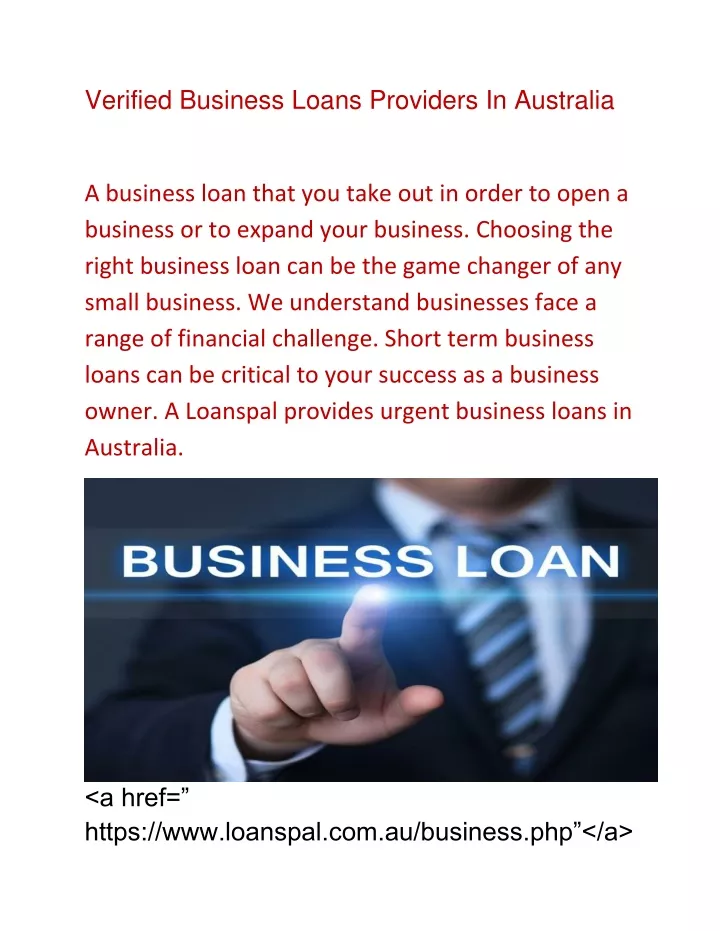 verified business loans providers in australia