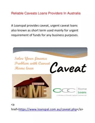 Reliable Caveats Loans Providers In Australia