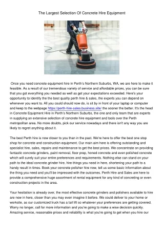 the largest selection of concrete hire equipment