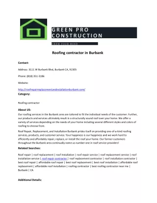 Roofing contractor in Burbank