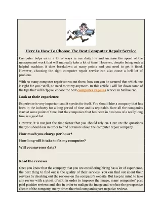 Here Is How To Choose The Best Computer Repair Service