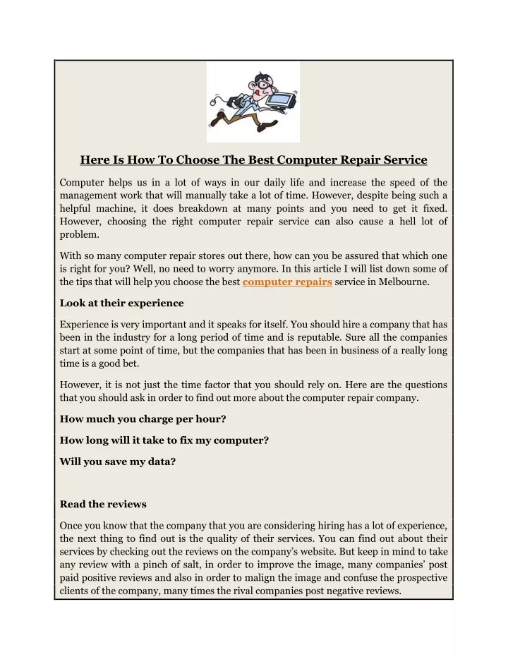 here is how to choose the best computer repair