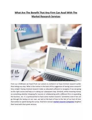 What Are The Benefit That Any Firm Can Avail With The Market Research Services