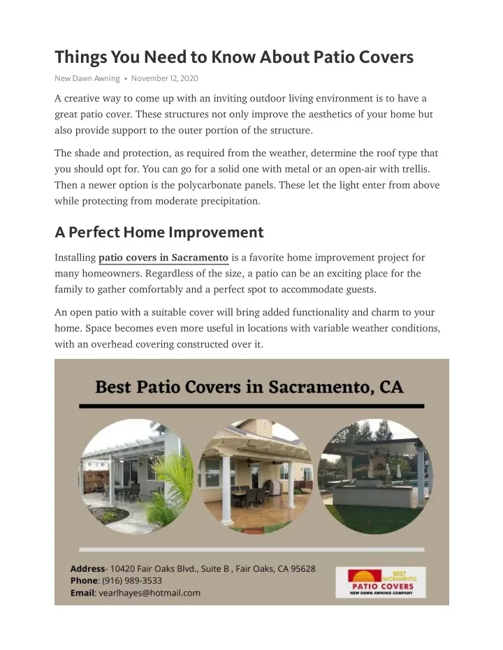 things you need to know about patio covers