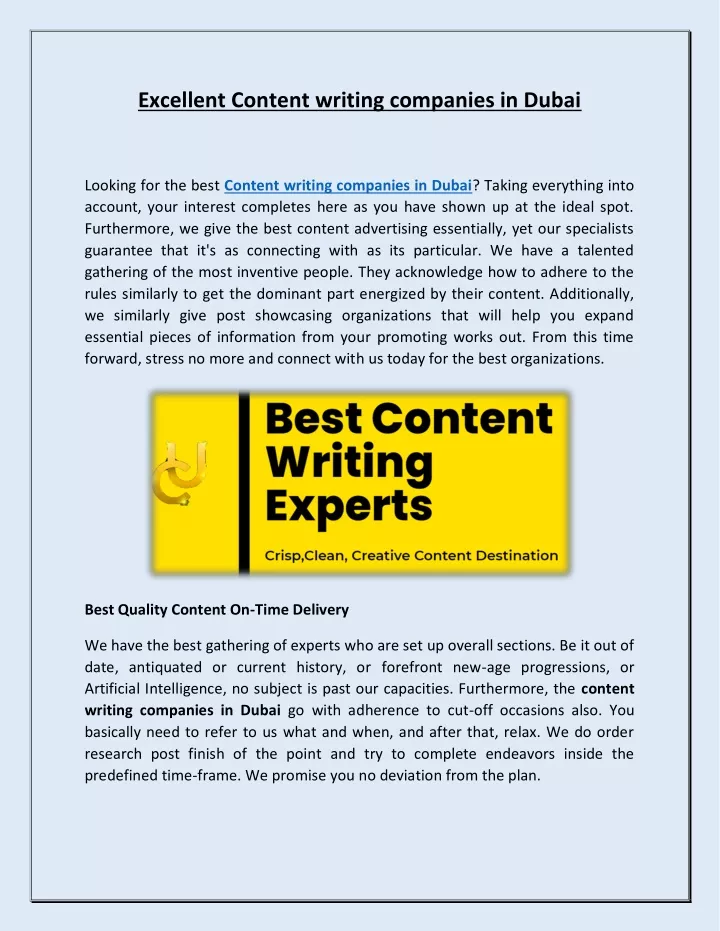 excellent content writing companies in dubai