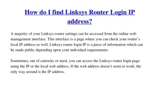 Linksys Router Login IP - myrouter.local 192.168.1.1