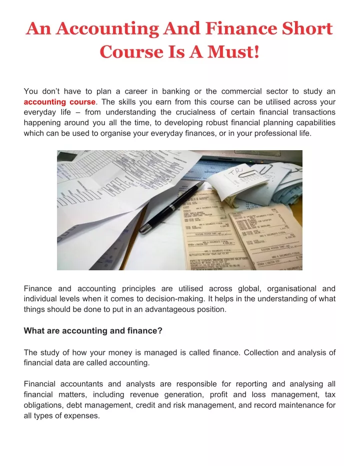 an accounting and finance short course is a must