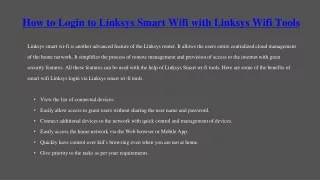 Login to Linksys Smart Wifi
