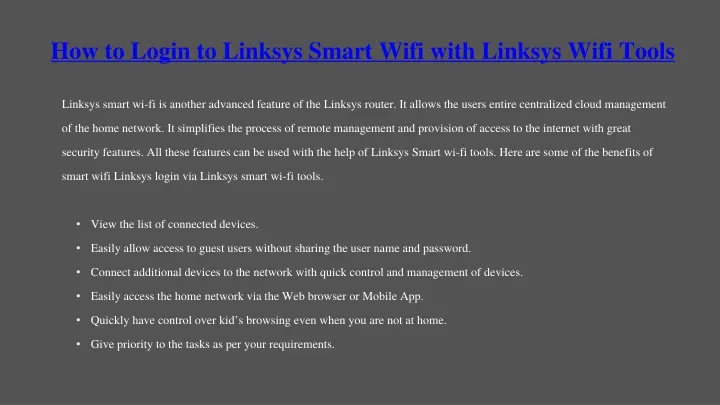 how to login to linksys smart wifi with linksys