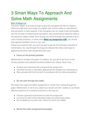 3 smart ways to approach and solve math assignments