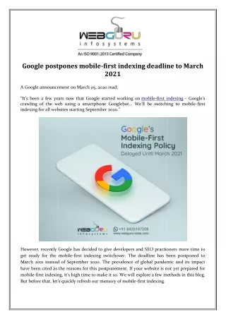 google postpones mobile first indexing deadline