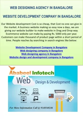 WEB DESIGNING AGENCY IN BANGALORE WEBSITE DEVELOPMENT COMPANY IN BANGALORE