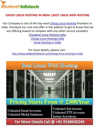 CHEAP LINUX HOSTING IN INDIA |BEST LINUX WEB HOSTING