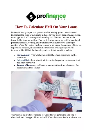 How To Calculate EMI On Your Loans