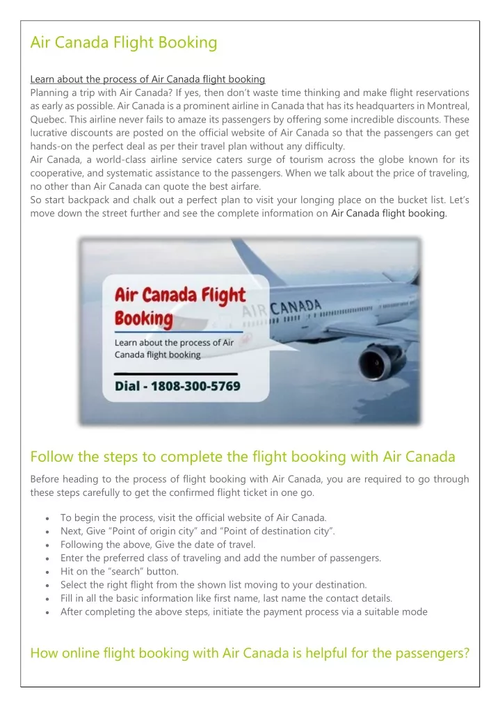 air canada flight booking
