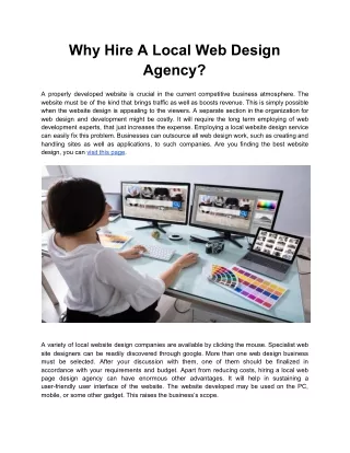Why Hire A Local Web Design Agency?