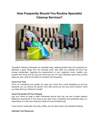 how frequently should you routine specialist