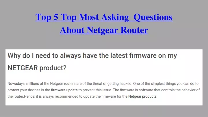 top 5 top most asking questions about netgear