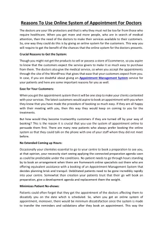 reasons to use online system of appointment