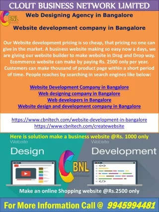 Web Designing Agency in Bangalore  Website development company in Bangalore