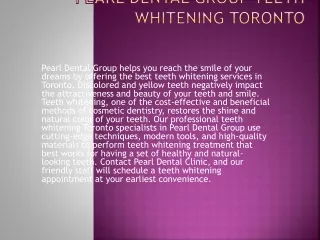 Pearl Dental Group Teeth Whitening Toronto