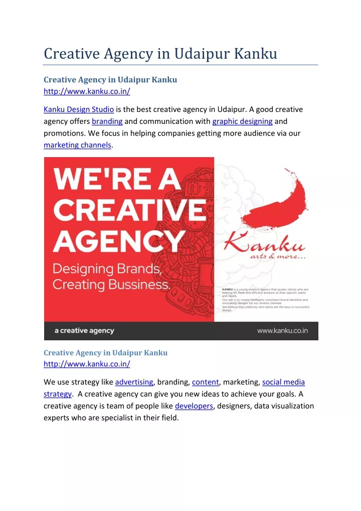 creative agency in udaipur kanku