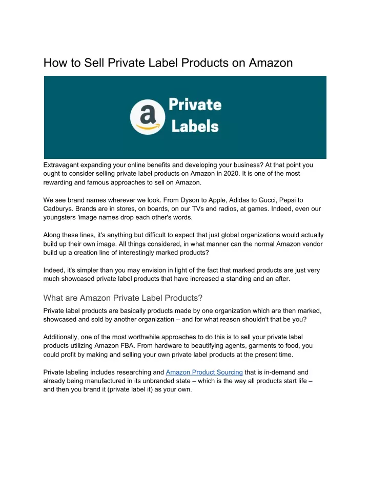 How you can profit from  Private Label