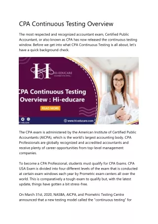 cpa continuous testing overview